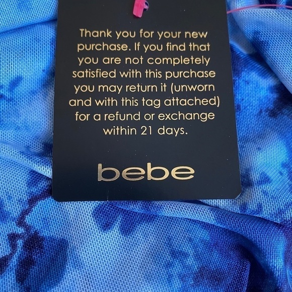 bebe High Slit Flare Blue and White Dress Size Large. New - Picture 9 of 13